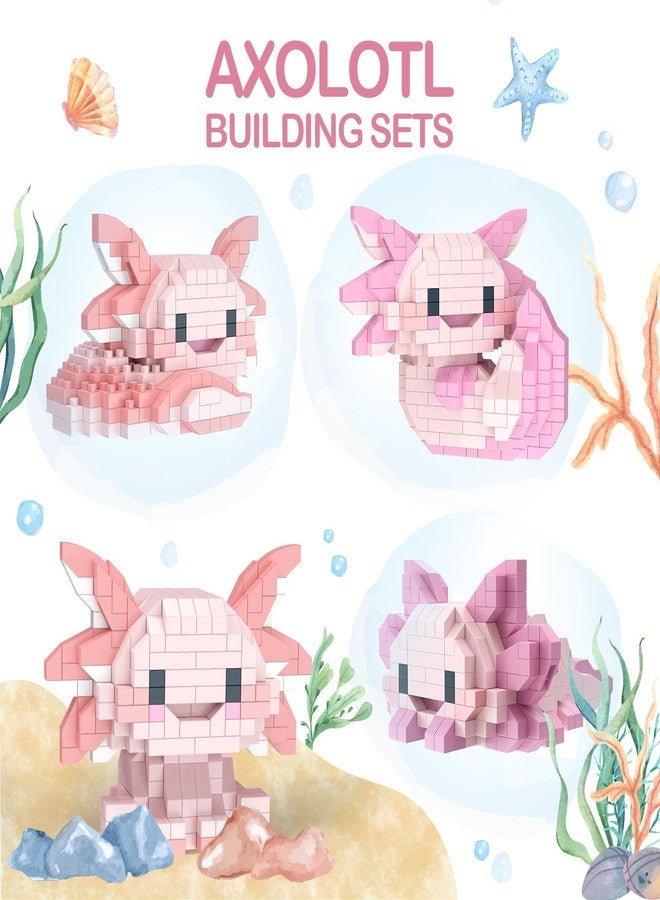 HIGH GODO 4 Axolotl Party Favors Building Set, Mini Axolotl Toy Figurines, Goodie Bag Stuffers, Classroom Prize Box, Gifts for Adults Teens Age 14+ - Image 2